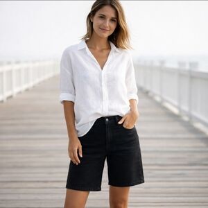 New Volcom Black Denim Shorts Bermuda "Liberator" High Rise NWT Sz 27